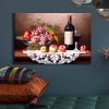 Framed Canvas Wall Art Decor Painting, Still Life Wine and Grape Fruits on Table Oil Painting Style Decoration For Restaurant, Kitchen, Dining Room