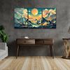 3 Panels Framed Abstract Wood Grain Boho Style Mountain & Forest Canvas Wall Art Decor,3 Pieces Mordern Canvas Decoration Painting for Office
