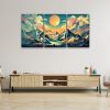 3 Panels Framed Abstract Wood Grain Boho Style Mountain & Forest Canvas Wall Art Decor,3 Pieces Mordern Canvas Decoration Painting for Office