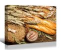 Framed Canvas Wall Art Decor Bread Painting, Still Life Bread&Wheat Painting Decoration For Restrant, Kitchen, Dining Room, Office Living Room